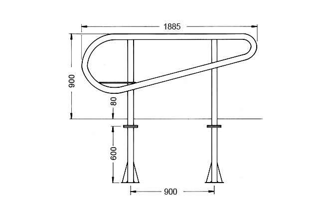 Geländerbank I - Dimension drawing